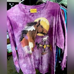 Vintage Horses purple tie dye l/s t-shirt The Mountain sz:L